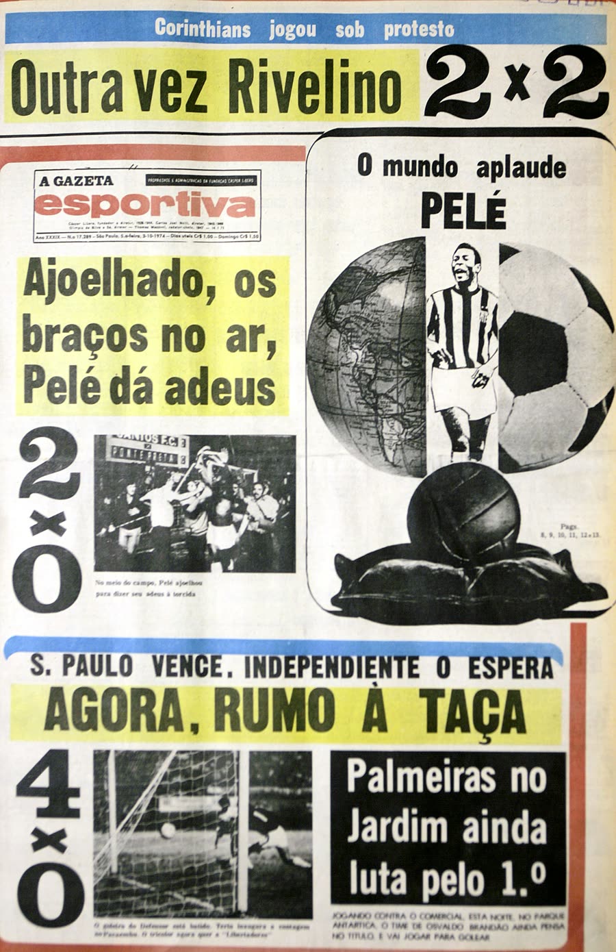 Há 52 anos, Pelé se despediu do Santos na Vila Belmiro contra Ponte Preta